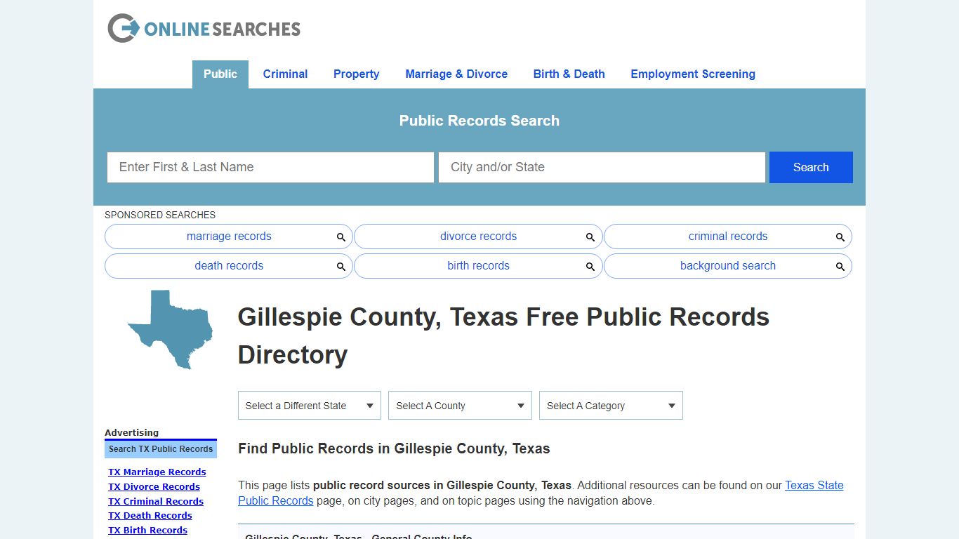 Gillespie County, Texas Public Records Directory