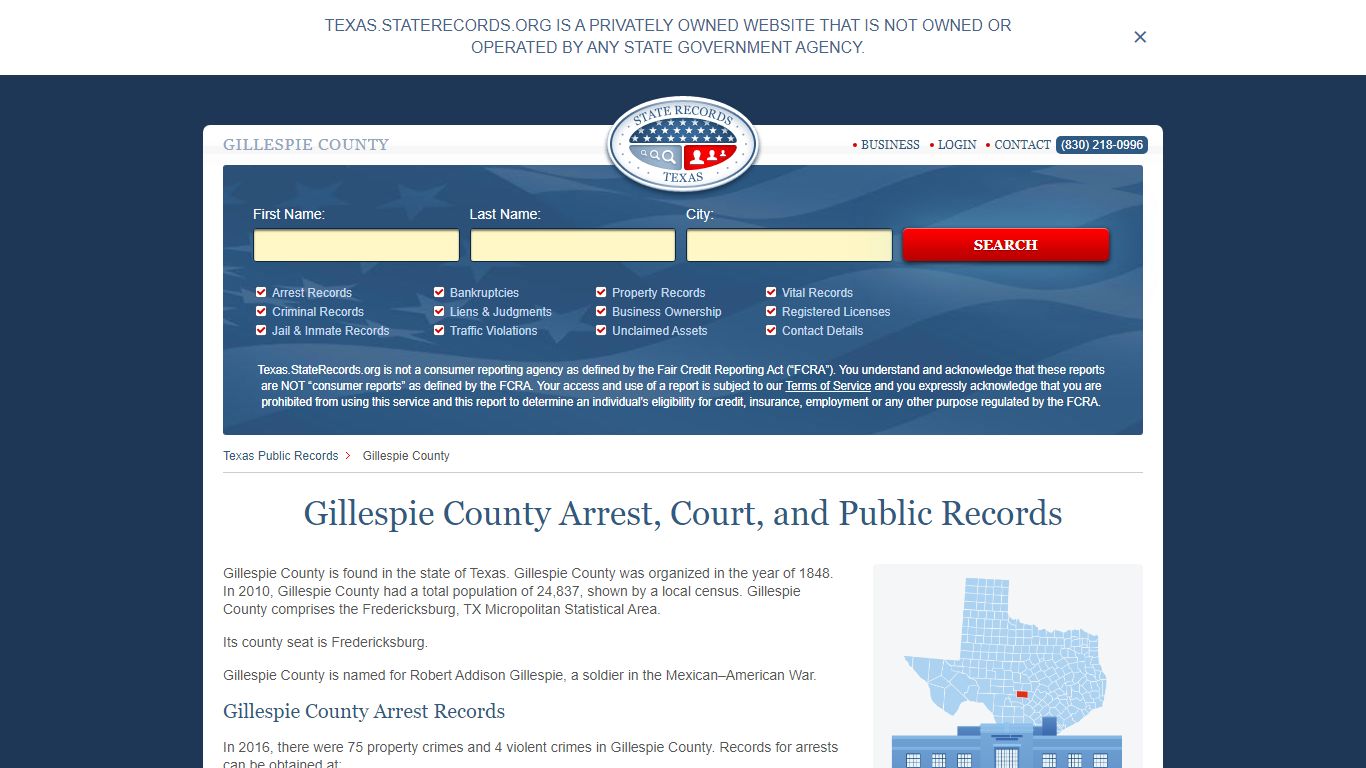 Gillespie County Arrest, Court, and Public Records